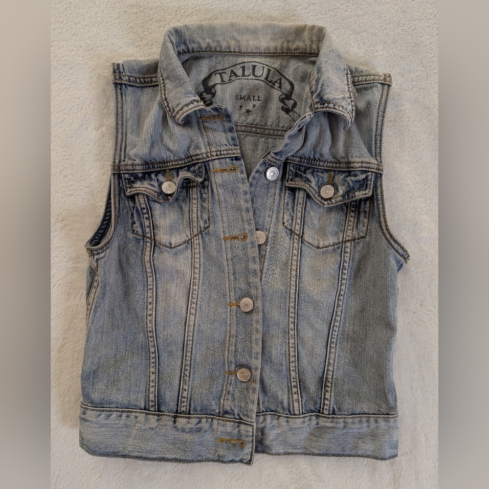 Talula Light Denim Women's Biker Vest Size Small